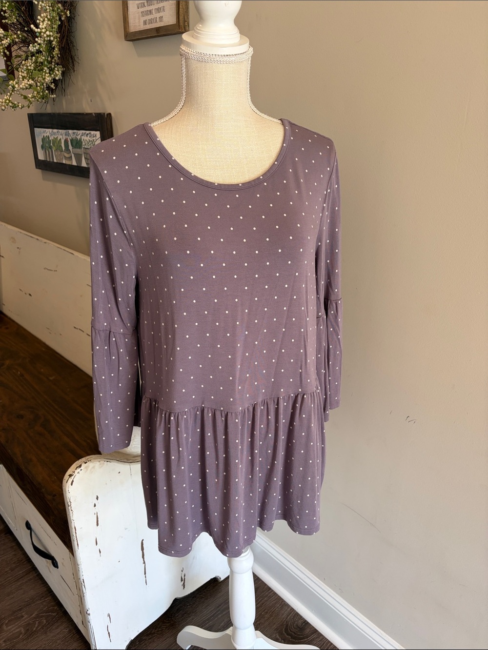 Matilda Jane Dusty Mauve Polka Dot Peplum Tunic